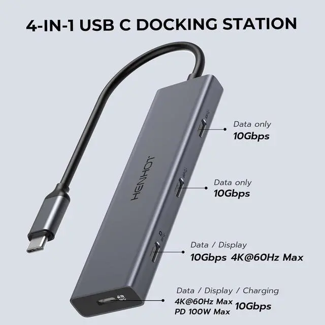 Alt view image 2 of 7 - USB C Video Output Hub, Dual Monitor Docking Station Supports USB-C PD Monitor and 100W Power Bank