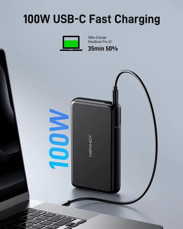 Alt view image 2 of 7 - 100W Power Bank, 30000mAh Laptop Portable Charger USB-C PD Fast Charging Laptop External Battery Pack for Dell,MacBook,HP,Asus,Lenovo,Steam Deck,Switch,iPhone,Galaxy, iPad and More