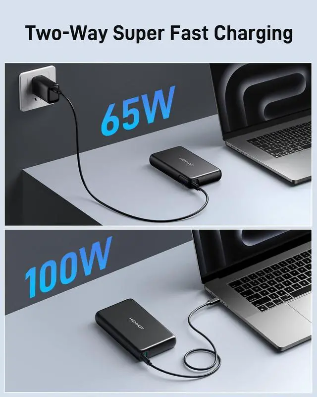 Alt view image 3 of 7 - 100W Power Bank, 30000mAh Laptop Portable Charger USB-C PD Fast Charging Laptop External Battery Pack for Dell,MacBook,HP,Asus,Lenovo,Steam Deck,Switch,iPhone,Galaxy, iPad and More