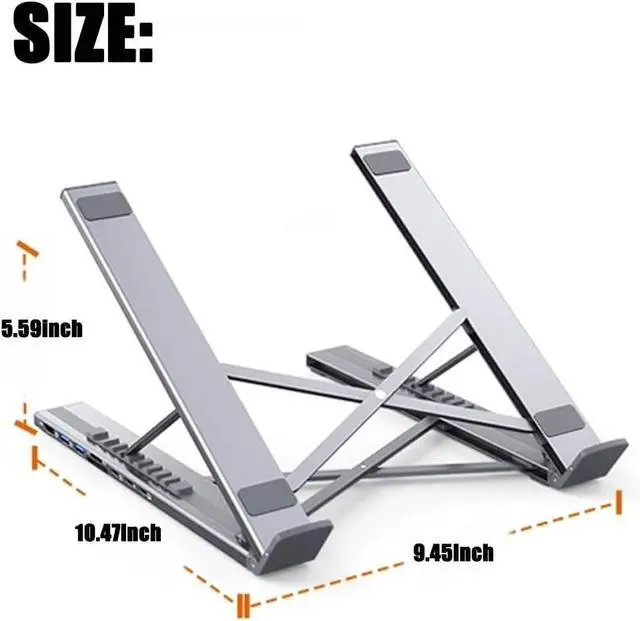 Alt view image 5 of 7 - 8-in-1 USB-C Laptop Stand, 2025 Upgraded Civilizek Laptop Stand, USB C Dock Tablet Stands with 4k HDMI, 2 USB 3.0, Pd 100w, Universal Dock Station for Home, Office