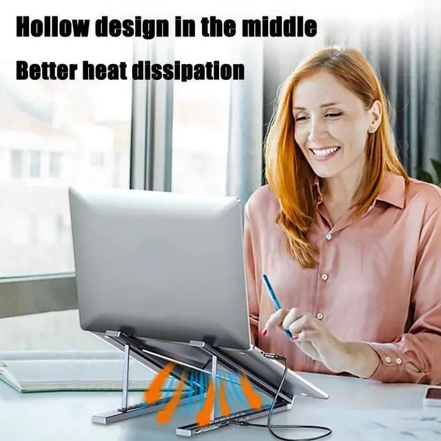 Alt view image 6 of 7 - 8-in-1 USB-C Laptop Stand, 2025 Upgraded Civilizek Laptop Stand, USB C Dock Tablet Stands with 4k HDMI, 2 USB 3.0, Pd 100w, Universal Dock Station for Home, Office