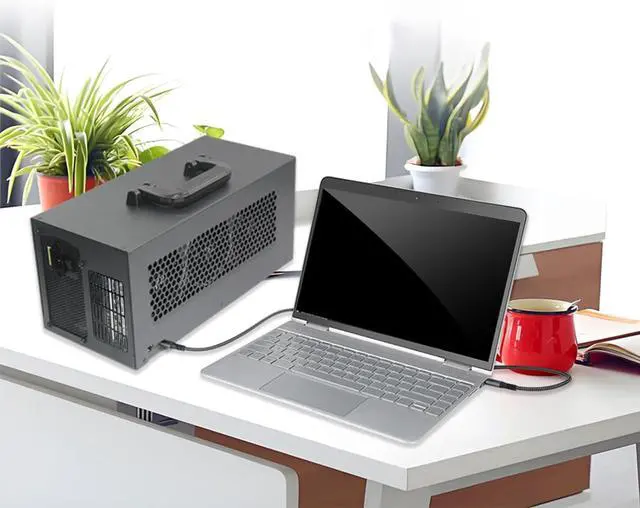 Alt view image 2 of 7 - Fast Speed 4 GPU Expansion Dock Metal Enclosure 40Gbps Charging PCIe Adapters For Laptops Gaming Video Rendering USB C External GPU For Video Editing