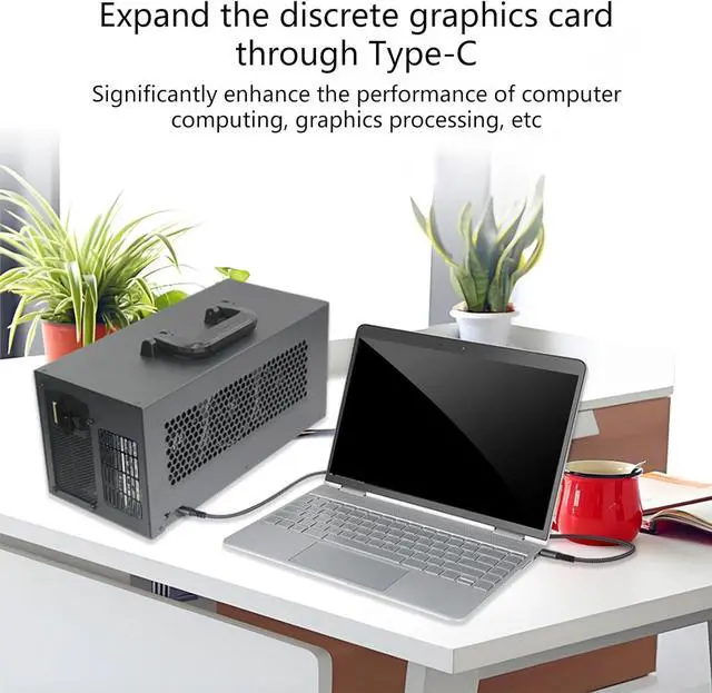 Alt view image 6 of 7 - Fast Speed 4 GPU Expansion Dock Metal Enclosure 40Gbps Charging PCIe Adapters For Laptops Gaming Video Rendering USB C External GPU For Video Editing