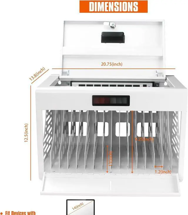 Alt view image 2 of 7 - 16 Locking Charging Cabinet - White, Space-Saving for Office, with Protected Storage Laptops & Tablets Laptop Tablet Station 16, Lockable, White Cabinet, Classroom, Cable
