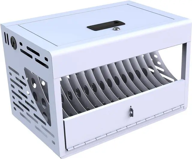 Alt view image 5 of 7 - 16 Locking Charging Cabinet - White, Space-Saving for Office, with Protected Storage Laptops & Tablets Laptop Tablet Station 16, Lockable, White Cabinet, Classroom, Cable
