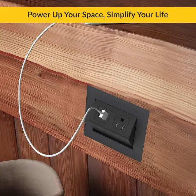 Alt view image 5 of 5 - Brixwell QHZ4-002 Hide A Dock Power Or Data Station 1 USB A Port at 10.5 Watts and 1 USB C Port at 12 Watts Version Black Finish