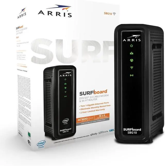 Alt view image 5 of 7 - ARRIS (SBG10) - Cable Modem Router Combo - DOCSIS 3.0 16 x 4 Gigabit & AC1600 WiFi, for Comcast Xfinity, Cox, Check with ISP for Compatibility [Not for Spectrum] 400 Mbps Max Internet Speeds