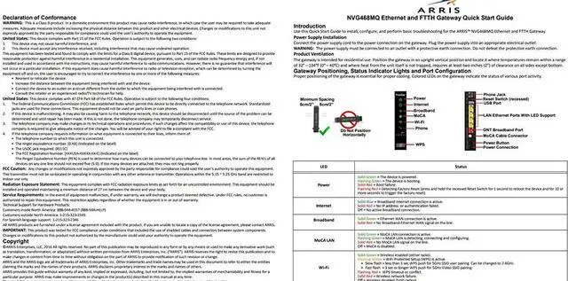 Alt view image 2 of 3 - Arris NVG468MQ 802.11ac Wi-Fi and MoCA2.0 Frontier Formerly Verizon Fios Firmware Better than G1100 Wireless-AC Wireless Gateway