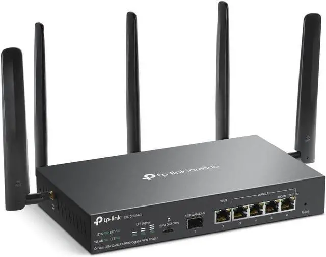 Alt view image 3 of 4 - TP-Link ER706W-4G Omada 4G+ Cat6 AX3000 Gigabit VPN Gateway Router | Wi-Fi 6 AX3000 Dual Band with LTE | Supports Omada Mesh | Easy Set-up