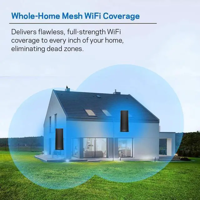 Alt view image 2 of 6 - Linksys WHW0302B Velop Intelligent Mesh WiFi System: AC4400, Tri-Band Wi-Fi Router, Wireless Network for Full-Speed Home Coverage (Black, 2-Pack)