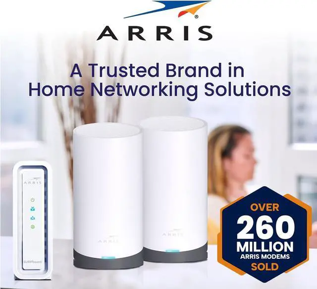 Alt view image 4 of 7 - ARRIS Surfboard SB6190 DOCSIS 3.0 White Modem & Arris Mesh Tri-Band Router System Bundle (WiFi 5, AC3800, WiFi Coverage up to 5,500 sq ft) | Mesh with Your Cable Internet