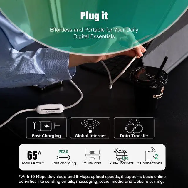 Alt view image 4 of 7 - GlocalMe MeowGo G40Pro 4G Portable WiFi Hotspot and UniCord Charging Cable with 4G WiFi Mobile Hotspot