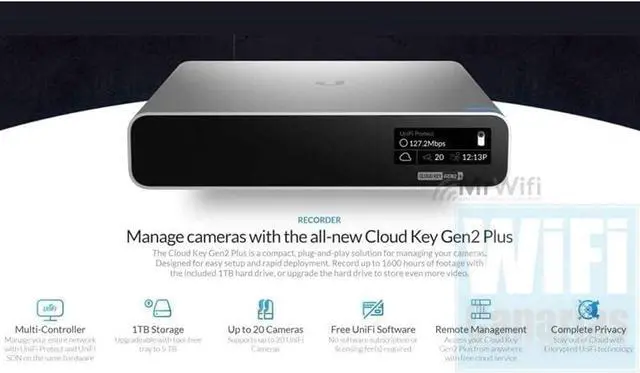 Alt view image 6 of 7 - Ubiquiti UniFi Cloud Key Gen2 Plus (UCK-G2-PLUS), Single,dual band
