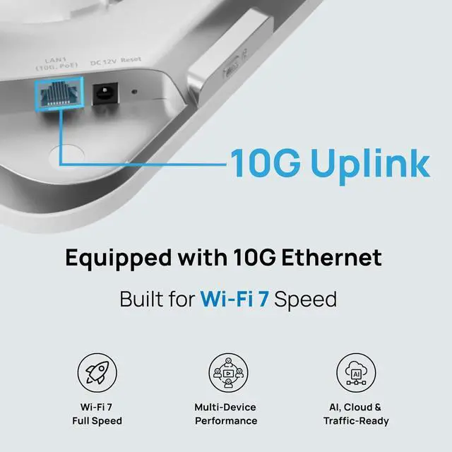Alt view image 4 of 7 - EnGenius Cloud Managed ECW526 Wi-Fi 7 Tri-Band 2x2x2 Access Point Provides 9.4 Gbps speeds & one 10 GbE PoE+ for Superior Performance and Easy Placement