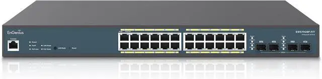 Main image of EnGenius EWS7928P-FIT 24-Port Gigabit PoE+ Managed Switch - 240W Budget, 4 SFP Uplinks, Layer 2+ Enterprise Features for Small Business Networks