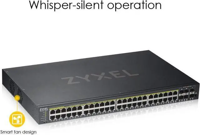Alt view image 2 of 7 - Zyxel 48-Port PoE Gigabit Switch | Smart Managed | 48x PoE+ @375W | 4x SFP | Optional Nebula Cloud | Rackmount [GS1920-48HPV2]