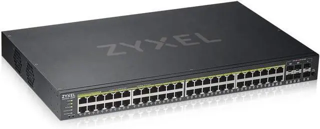Alt view image 4 of 7 - Zyxel 48-Port PoE Gigabit Switch | Smart Managed | 48x PoE+ @375W | 4x SFP | Optional Nebula Cloud | Rackmount [GS1920-48HPV2]