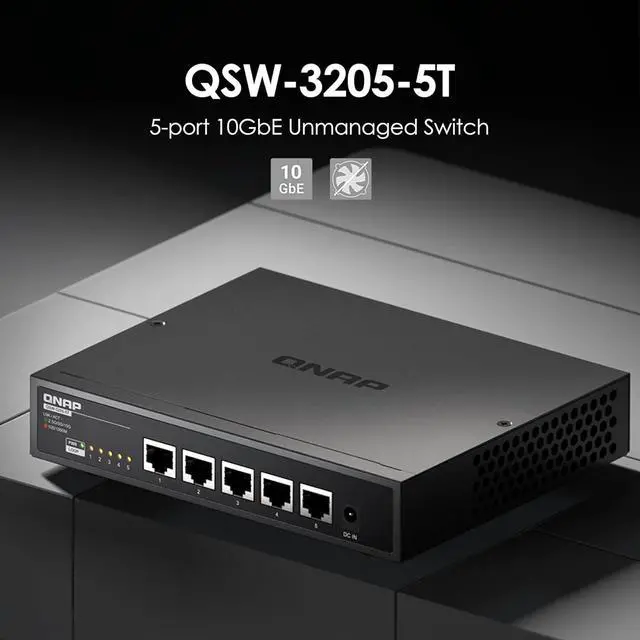 Alt view image 2 of 6 - QNAP 5-Port 10GBASE-T Unmanaged Switch (QSW-3205-5T-US)