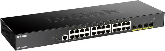Alt view image 7 of 7 - D-Link 28-Port Gigabit Smart Managed Switch | 24 Gigabit Ports + 4 10G SFP+ Ports| L2+/L3 Lite |VLANs |Web Managed |Surveillance Mode | Rackmount | NDAA Compliant (DGS-1250-28X-6KV)