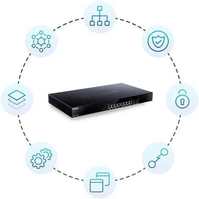 Alt view image 4 of 4 - D-Link 8-Port Multi-Gigabit Ethernet Smart Managed PoE Switch with 2 10GbE SFP+ Ports - (DMS-1100-10TP)