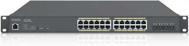 Main image of EnGenius ECS1528P Cloud Managed 24-Port Gigabit PoE+ Switch With 4 SFP+ Ports - 3 Layer Supported - Modular - 240 W PoE Budget - Optical Fiber, Twisted Pair