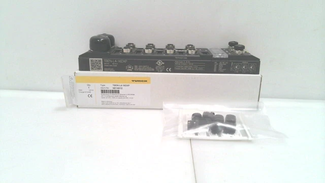 Main image of TURCK TBEN-L4-16DXP (6814012), 10/100 MBPS, 16 Universal Digital Channels, 4-PIN 7/8" Supply Voltage Port, 8 M12 I/O Ports, Block I/O Module, ETHERNET/IP/MODBUS TCP/PROFINET, Integrated Switch, MU