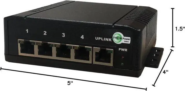 Alt view image 2 of 2 - Tycon Systems Inc TP-SSW5-NC 12-56v 5 Port Passive Poe Switch