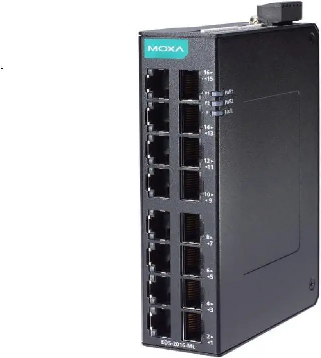 Alt view image 3 of 3 - eds-2016-ml ethernet - 16 10/100BaseT(X) Ports Unmanaged Ethernet Switch, Dual 12/24/48 Power inputs, -10 to 60°C (Moxa)