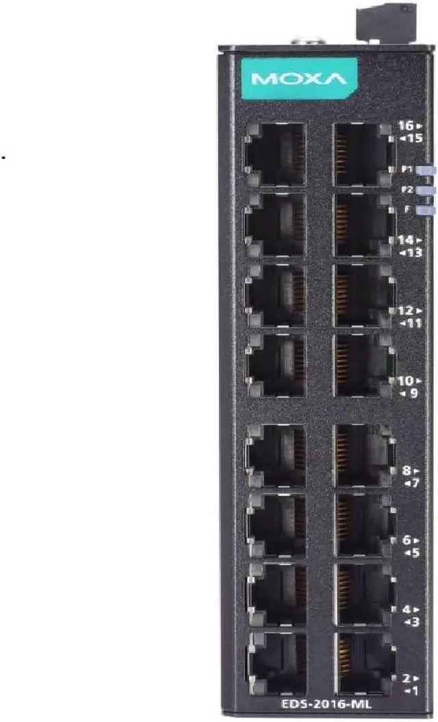 Alt view image 2 of 3 - eds-2016-ml ethernet - 16 10/100BaseT(X) Ports Unmanaged Ethernet Switch, Dual 12/24/48 Power inputs, -10 to 60°C (Moxa)