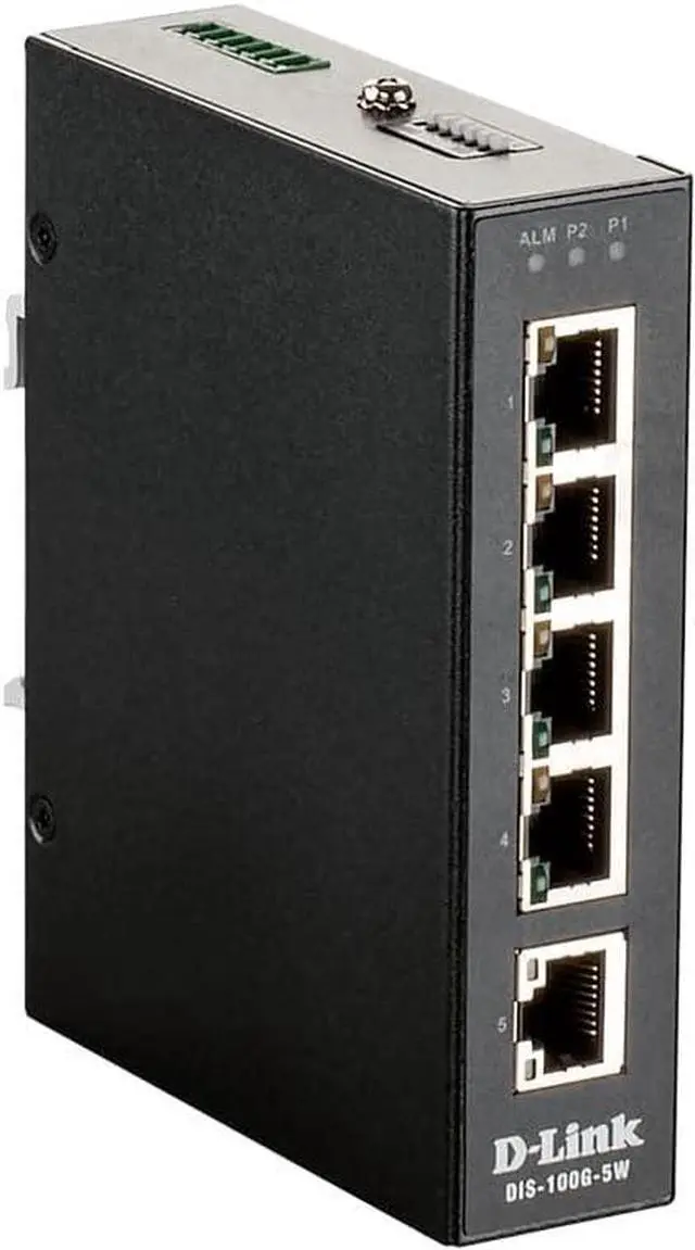 Main image of D-Link 5-Port Gigabit Industrial Unmanaged Switch | 5 10/100/1000BASE-T Ports | L2 | Fanless | Plug and Play (DIS-100G-5W)