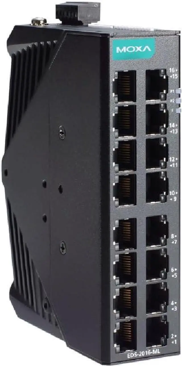 Main image of eds-2016-ml ethernet - 16 10/100BaseT(X) Ports Unmanaged Ethernet Switch, Dual 12/24/48 Power inputs, -10 to 60°C (Moxa)