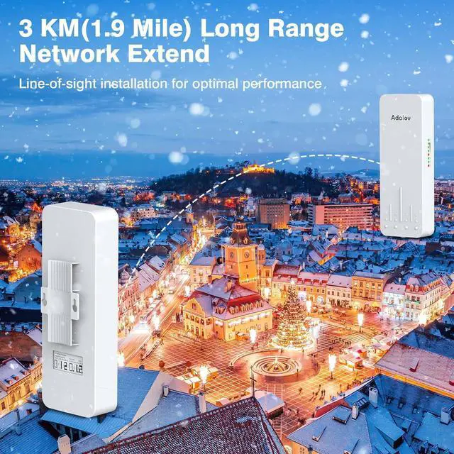 Alt view image 6 of 7 - Wireless Bridge, 3KM 5.8G Point to Point Outdoor CPE, Long Range WiFi Bridges for PtP/PtMP with 14DBi High Gain Antenna for Network Sharing,Network Extend,Starlink Network Extend (CPE660)