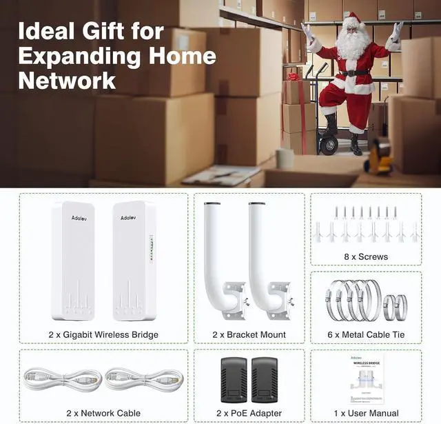Alt view image 7 of 7 - Wireless Bridge, 3KM 5.8G Point to Point Outdoor CPE, Long Range WiFi Bridges for PtP/PtMP with 14DBi High Gain Antenna for Network Sharing,Network Extend,Starlink Network Extend (CPE660)