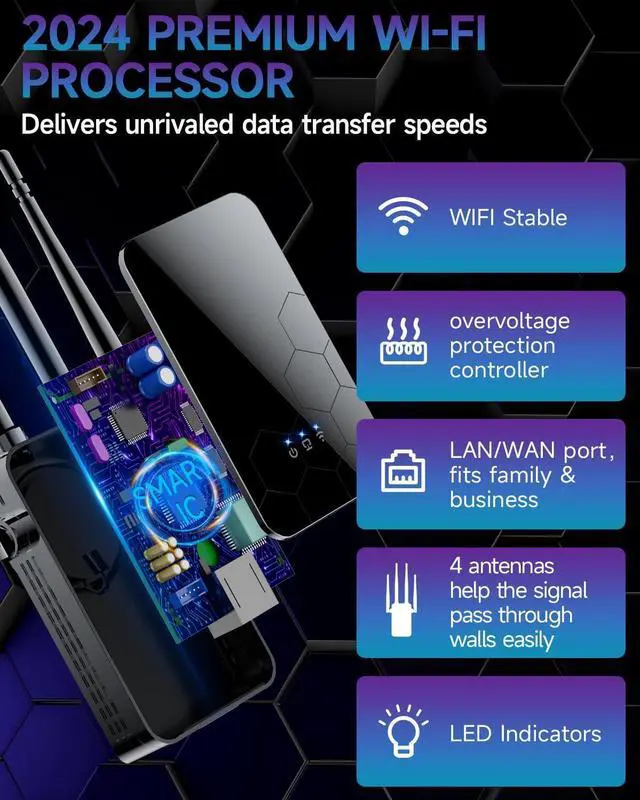 Alt view image 4 of 7 - WiFi Extender Internet Booster, Range Repeater Wireless Routers Amplifier, Mesh Wi-Fi 80% Faster | Broader Than Ever, Support More Network Devices at Home