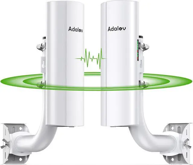 Main image of Gigabit Wireless Bridge with Mounts,AdaLov Point to Point/Multipoint WiFi Bridges,Outdoor CPE with 100/1000Mbps LAN Port,5.8G 3KM High Speed Wireless Ethernet Bridge with 16dBi High-Gain Antenna