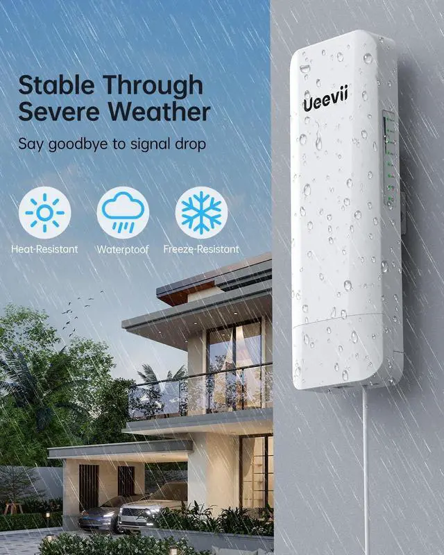 Alt view image 5 of 7 - Wireless Bridge Point to Point Outdoor: Ueevii 5.8GHz 3KM WiFi Bridge with Dual 100Mbps, Long Range CPE for Network Extend, PoE Adapter, IP65 Weatherproof, CPE453 for Starlink Garage Barn Shop