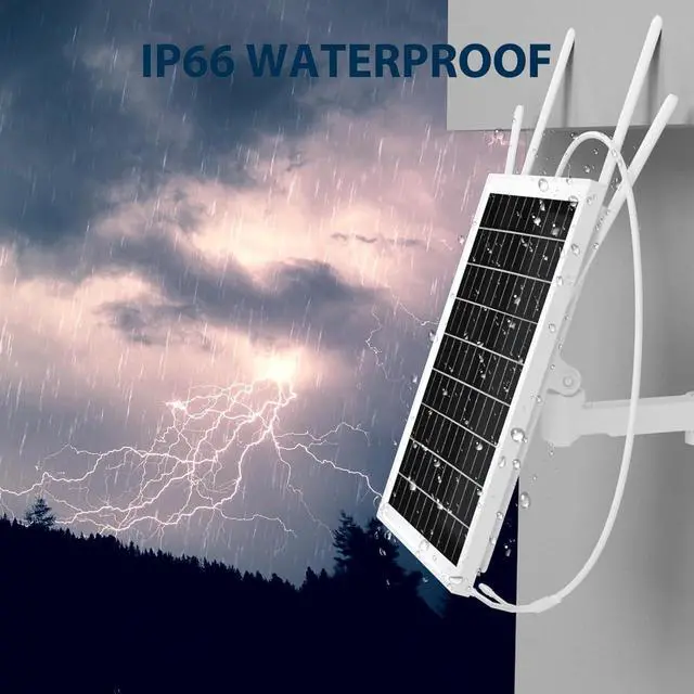 Alt view image 5 of 7 - 15W Solar Powered 4G LTE Modem Router, Outdoor Solar Powered WiFi Extender with SIM Card Slot, 50M WiFi Range, IP66 Waterproof, Long Endurance 24/7, 24000mAh Batteries