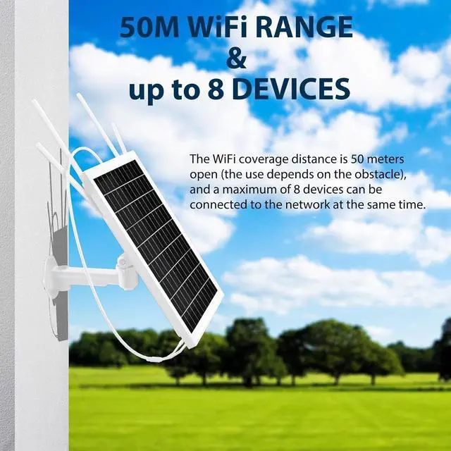 Alt view image 6 of 7 - 15W Solar Powered 4G LTE Modem Router, Outdoor Solar Powered WiFi Extender with SIM Card Slot, 50M WiFi Range, IP66 Waterproof, Long Endurance 24/7, 24000mAh Batteries