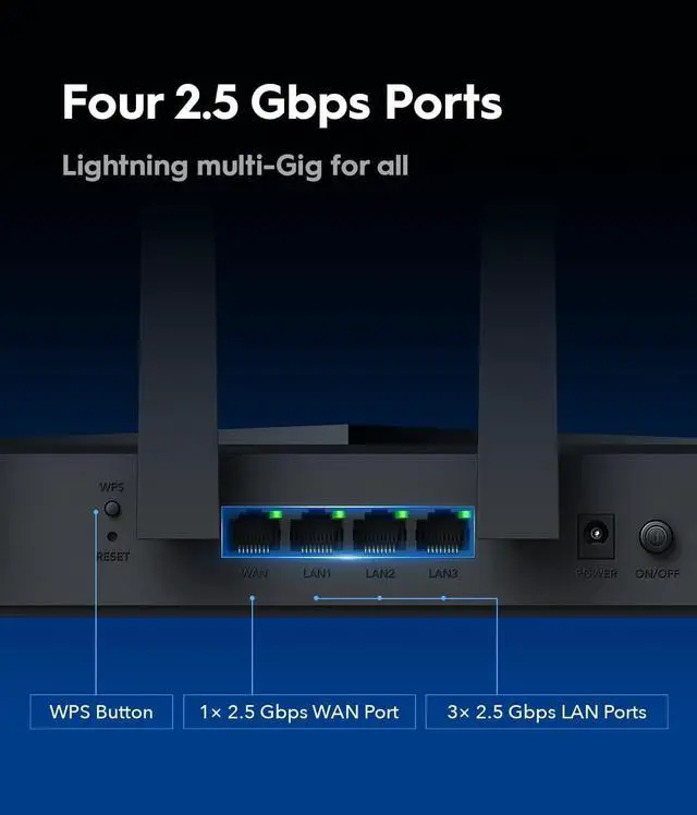 Alt view image 6 of 7 - Cudy Tri-Band WiFi 7 BE11000 Router, 6-Stream 10 Gbps, 4 × 2.5G Ports, Up to 11000Mbps, VPN Server and Client, Cudy APP and Mesh, 6 × High-gain Antennas, WR11000