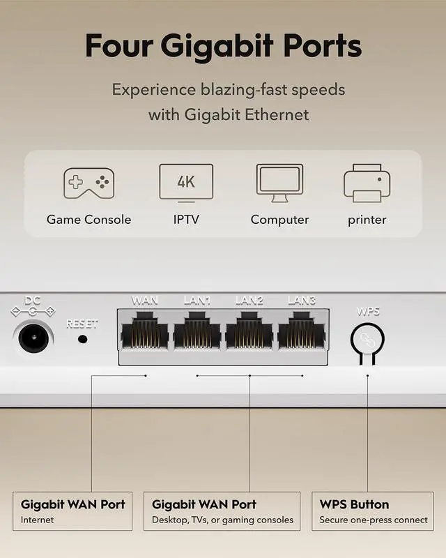 Alt view image 3 of 7 - Cudy Dual Band BE3600 Wi-Fi 7 Router WR3600E 4 Gigabit Ports, 2.0 GHz Quad Core, 4 Antennas VPN Clients & Server, Cudy APP, Cloud Control