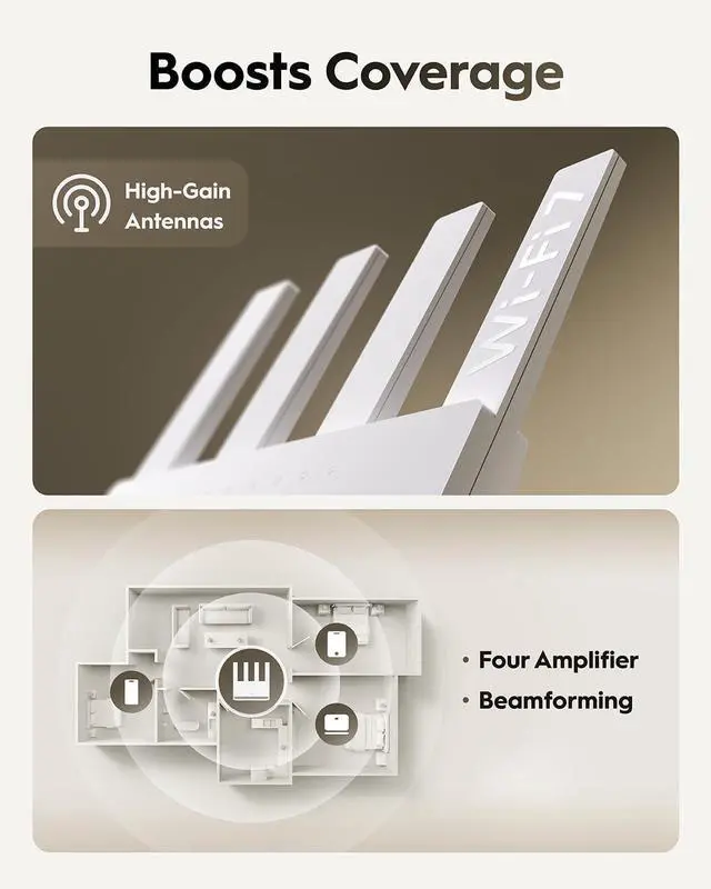 Alt view image 6 of 7 - Cudy Dual Band BE3600 Wi-Fi 7 Router WR3600E 4 Gigabit Ports, 2.0 GHz Quad Core, 4 Antennas VPN Clients & Server, Cudy APP, Cloud Control
