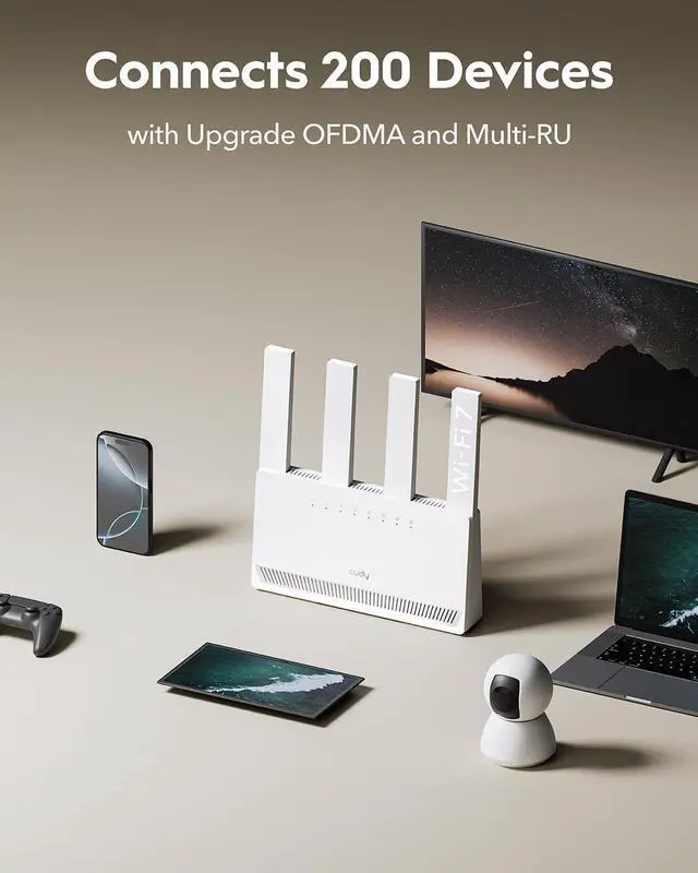 Alt view image 7 of 7 - Cudy Dual Band BE3600 Wi-Fi 7 Router WR3600E 4 Gigabit Ports, 2.0 GHz Quad Core, 4 Antennas VPN Clients & Server, Cudy APP, Cloud Control