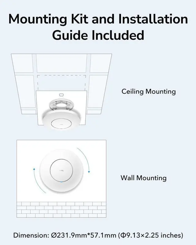 Alt view image 6 of 7 - Cudy AX3000 2.5G WiFi 6 Wireless Access Point, 2.5Gbps RJ45, Business WiFi Solution, Mesh Support, Seamless Roaming & MU-MIMO, PoE or DC Powered, 12V DC Power Adapter Included, AP3000