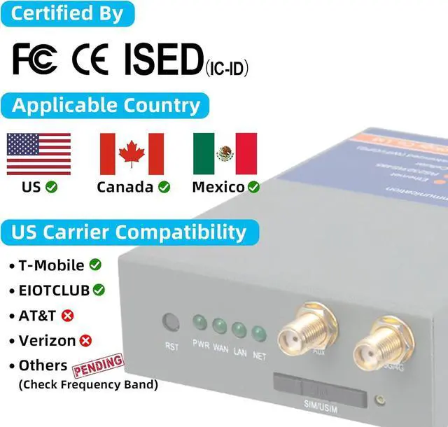 Alt view image 4 of 7 - QX210-NW2 Industrial 4G LTE WiFi Router For T-Mobile EIOTCLUB SIM Card, Not For Verizon/ATT, Cellular VPN Routers Internet Backup, M2M Gateway RS232 Modem For RV Security System CCTV Camera Automation