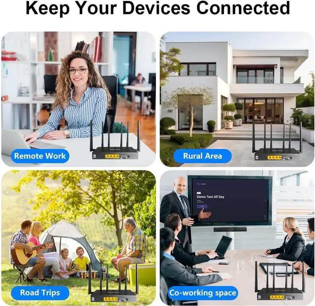 Alt view image 5 of 7 - 4G LTE CPE WiFi6 Cat4 Router, AX3000 Dual-Band Dual SIM Slots Cellular Router, 4 Gigabit Ports, with Industry Metal Housing, Z8105AX-T-EC25