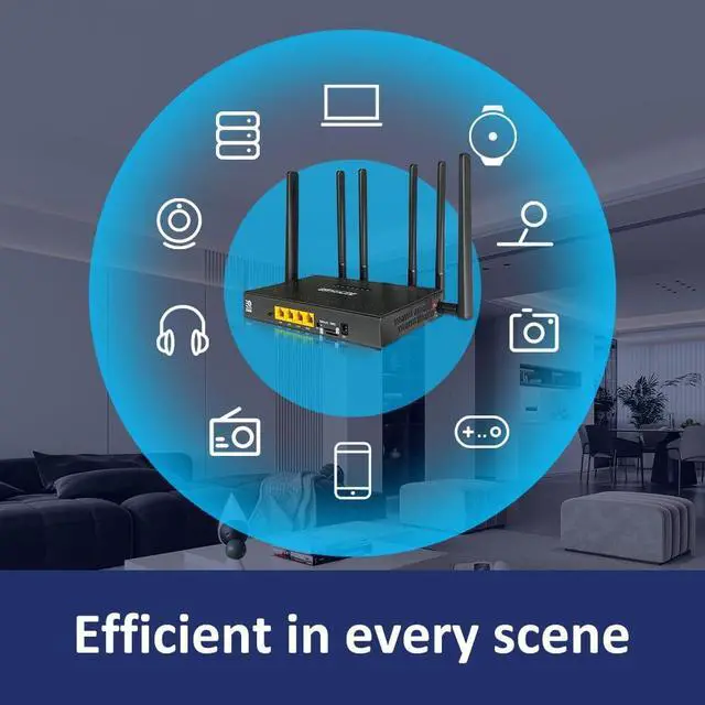 Alt view image 6 of 7 - 4G LTE CPE WiFi6 Cat4 Router, AX3000 Dual-Band Dual SIM Slots Cellular Router, 4 Gigabit Ports, with Industry Metal Housing, Z8105AX-T-EC25