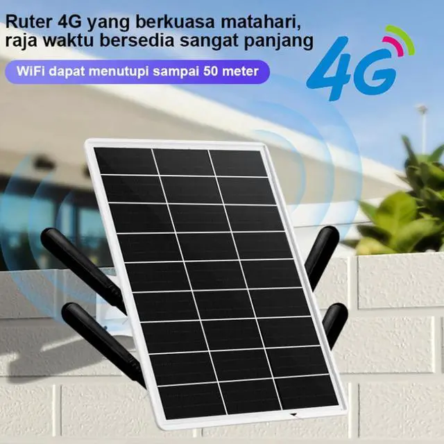 Alt view image 3 of 7 - Solar Powered 4G LTE Modem Router, 15W Outdoor Solar Powered WiFi Extender Signal Boosters, with SIM Card Slot, 50M WiFi Range for Camping, RVs and Outdoor Area