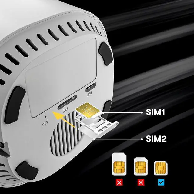 Alt view image 7 of 7 - 5G Cellular Router with Dual SIM Slots, Qualcomm SDX62, Dual-Band Unlocked AX3000 WiFi6, and 9 Built-in Antennas for RV Travel, Mobile Homes, Camping, and Remote Areas.