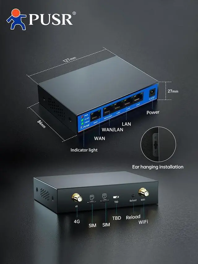 Alt view image 5 of 6 - Global Band Dual SIM Industrial LTE Cat4 Cellular Router with 5 Ethernet Ports Dual WAN Rich VPN Repeater USR-G805s-G