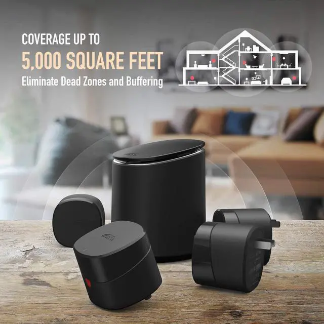 Alt view image 2 of 6 - Mercku WiFi Router for Wireless Internet & Mesh Wi-Fi System 5 Pack up to 5,000 Sq. Ft. Wi-Fi Mesh Network System - M2 Hive App/Website Control Can Add More M2 Routers